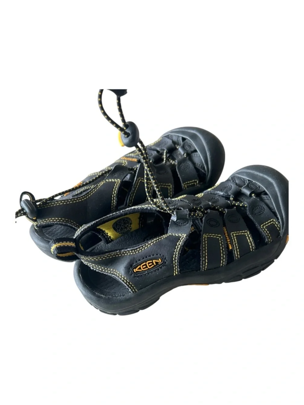 Keen Kids Black with Yellow Trim Waterproof Sandals Size 12